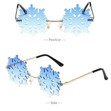 LASPOR Novelty Snowflake Shape Sunglasses for Women Men Halloween Christmas Party Glasses Prom Accessories (Blue gradient)