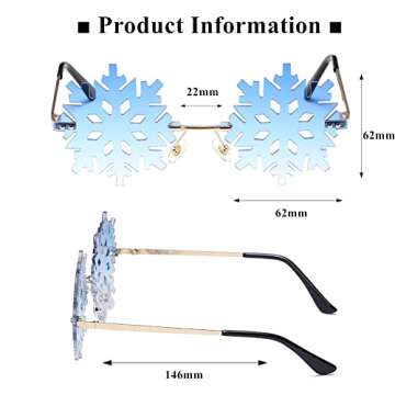 LASPOR Novelty Snowflake Shape Sunglasses for Women Men Halloween Christmas Party Glasses Prom Accessories (Blue gradient)