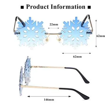 LASPOR Novelty Snowflake Shape Sunglasses for Women Men Halloween Christmas Party Glasses Prom Accessories (Blue gradient)