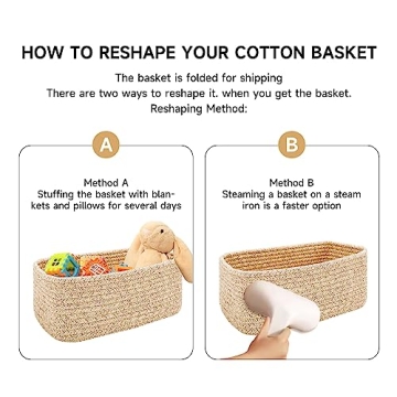 MiniArk Shelf Storage Baskets for Organizing | Closet Organizer Bins | Small Baskets | Toy Basket | Cute Decorative Basket | Cube Storage Bin | Woven Rope Basket | 11.5×7.5×4.7” | 3 Packs Pink