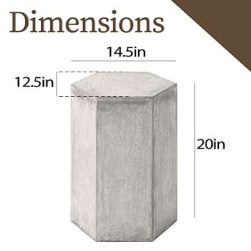 COSIEST Concrete Accent Table – Hexagon Patio Side Table 14.5''W x 20''H, Modular Design Indoor Ou...