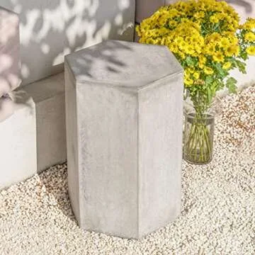 COSIEST Hexagon Concrete Accent Table 14.5"Wx20"H