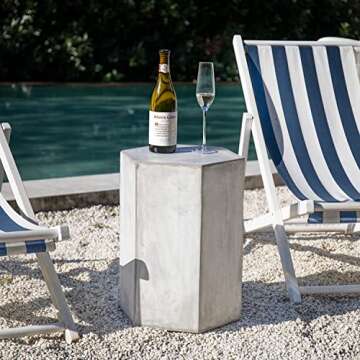 COSIEST Hexagon Concrete Accent Table 14.5"Wx20"H