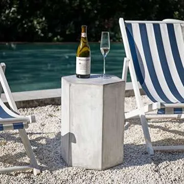 COSIEST Hexagon Concrete Accent Table 14.5"Wx20"H