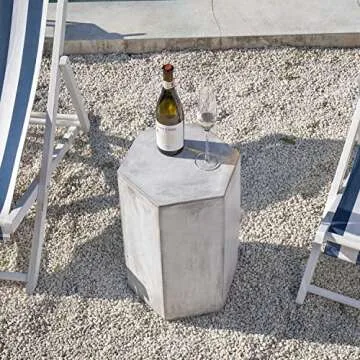 COSIEST Hexagon Concrete Accent Table 14.5"Wx20"H