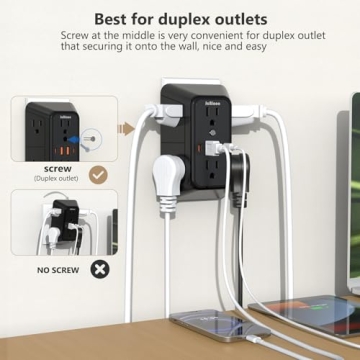JcBlaon Outlet Extender with Surge Protector and USB Ports