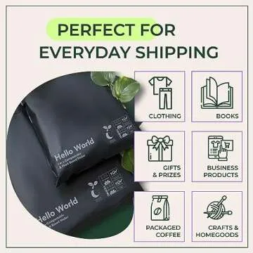 Eco Mailers by Ellspo Eco | 10x13 inch Certified Compostable Poly Shipping Bags, Pack of 50, Modern Matte Black Color, Sustainable Packaging Supplies