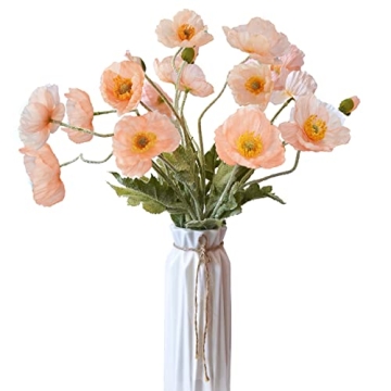 Vibrant Kainonnan Artificial Silk Poppy Flowers Set of 5