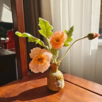 Vibrant Kainonnan Artificial Silk Poppy Flowers Set of 5