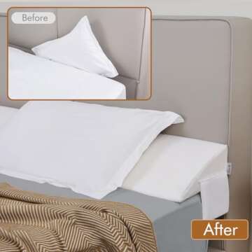 Vekkia King Bed Wedge Pillow for Headboard Gap Filler(0-5"),High-Density Foam,Prevents Pillows & Ite...