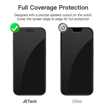 JETech Full Coverage Screen Protector for iPhone 14 Pro Max 6.7-Inch, Black Edge Tempered Glass Film...