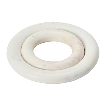 Creative Co-Op White Marble Trivets Set for Stylish Dining