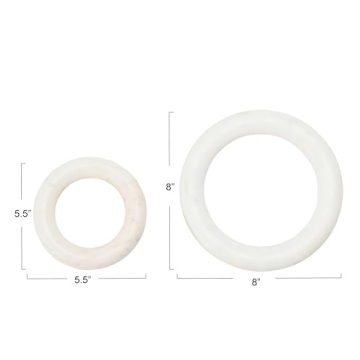 Creative Co-Op White Marble Trivets Set for Stylish Dining