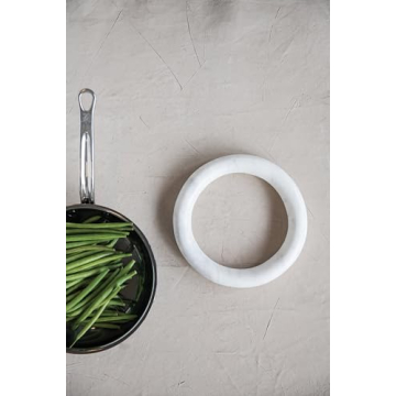 Creative Co-Op White Marble Trivets Set for Stylish Dining