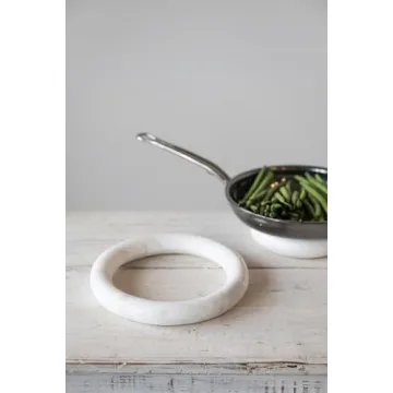 Creative Co-Op White Marble Trivets Set for Stylish Dining