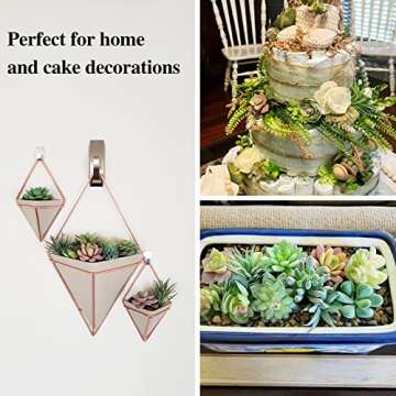 HappyHapi 12 Pcs Artificial Succulents Mini Fake Plants Unpotted Faux Succulent for Craft, Small Plastic Succulents Assortment in Flocked Green Floral Decor for Party, Cake, Garden & Outdoor