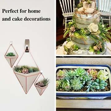 HappyHapi 12 Pcs Artificial Succulents Mini Fake Plants Unpotted Faux Succulent for Craft, Small Plastic Succulents Assortment in Flocked Green Floral Decor for Party, Cake, Garden & Outdoor