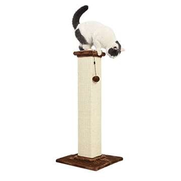 Amazon Basics - Indoor, Tall Cat & Kittens Scratching Post, Scratcher with Sisal Rope, Jute Fiber, Brown Carpet, Large, 15.75" L x 15.7" W x 35.43" H