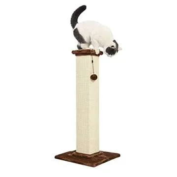Amazon Basics - Indoor, Tall Cat & Kittens Scratching Post, Scratcher with Sisal Rope, Jute Fiber, Brown Carpet, Large, 15.75" L x 15.7" W x 35.43" H