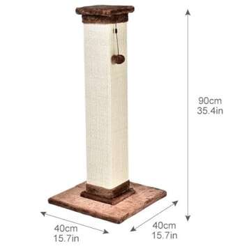 Amazon Basics - Indoor, Tall Cat & Kittens Scratching Post, Scratcher with Sisal Rope, Jute Fiber, Brown Carpet, Large, 15.75" L x 15.7" W x 35.43" H