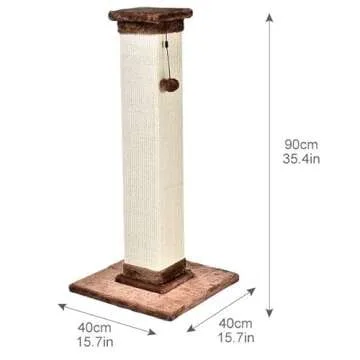 Amazon Basics - Indoor, Tall Cat & Kittens Scratching Post, Scratcher with Sisal Rope, Jute Fiber, Brown Carpet, Large, 15.75" L x 15.7" W x 35.43" H