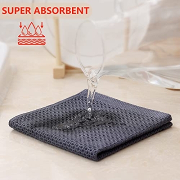 Kitinjoy Cotton Dish Cloths 6 Pack Ultra Absorbent
