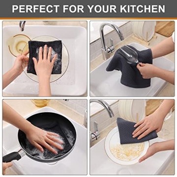 Kitinjoy Cotton Dish Cloths 6 Pack Ultra Absorbent