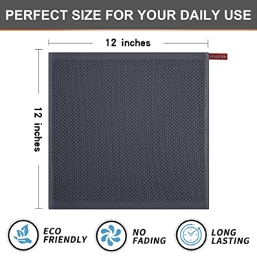 Kitinjoy Cotton Dish Cloths 6 Pack Ultra Absorbent