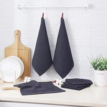 Kitinjoy Cotton Dish Cloths 6 Pack Ultra Absorbent
