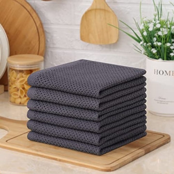 Kitinjoy Cotton Dish Cloths 6 Pack Ultra Absorbent