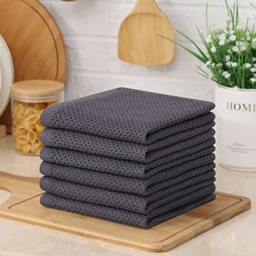 Kitinjoy Cotton Dish Cloths 6 Pack Ultra Absorbent