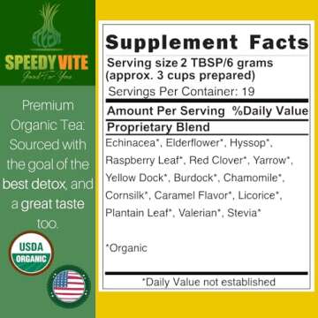 SpeedyVite Blood Cleansing LifeBoost Tea Organic –Cleanses & Supports Natural Removal of Excess Waste Chemicals from The Blood Stream Echinacea Chamomile.. Herbal Supplement