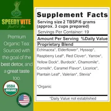 SpeedyVite Blood Cleansing LifeBoost Tea Organic –Cleanses & Supports Natural Removal of Excess Waste Chemicals from The Blood Stream Echinacea Chamomile.. Herbal Supplement