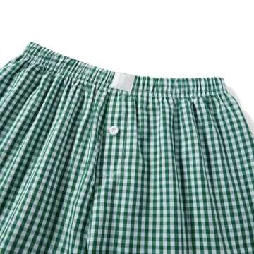 Y2k Plaid Shorts Cute Baggy Ginghem Boxer Shorts for Women Checked Lounge Pajama Bottom Preppy Sleep Pj Shorts (A Plaid Green, XXL)