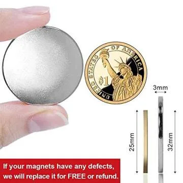 DIYMAG Powerful Neodymium Disc Magnets, Permanent, Strong, Rare Earth Magnets. Fridge, DIY, Building, Scientific, Craft, and Office Magnets, 1.26 inch x 1/8 inch,16 Pack