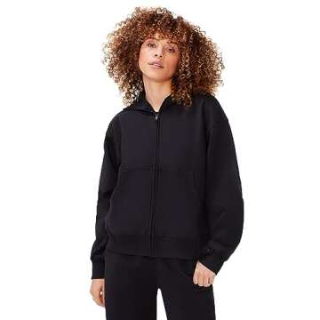 KUT & SO Womens Sweatsuits – Oversized Track Suit 2-Piece Set Includes Zip Hoodie and High-Rise Sweatpants Black X-Small