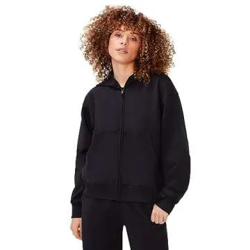 KUT & SO Womens Sweatsuits – Oversized Track Suit 2-Piece Set Includes Zip Hoodie and High-Rise Sweatpants Black X-Small