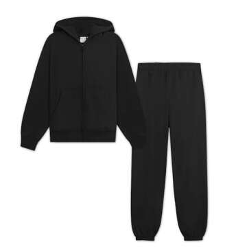 KUT & SO Womens Sweatsuits – Oversized Track Suit 2-Piece Set Includes Zip Hoodie and High-Rise Sweatpants Black X-Small