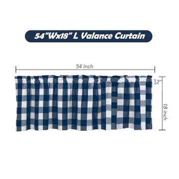 Shunjie.Home Buffalo Check Plaid Window Valances for Kitchen, 54" x 18"
