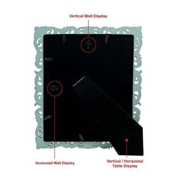 Laura Ashley 8x10 Light Blue w/Gold Vintage Inspired Resin Scroll Design Picture Frame with Thin Border, Horizontal & Vertical for Tabletop and Wall Display, Home Décor (8x10, Light Blue w/Gold)