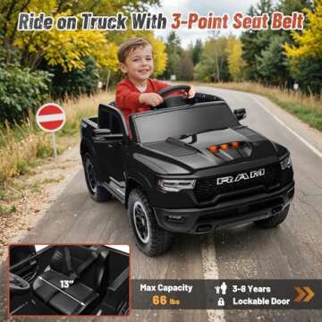Segmart Licensed Ram 1500 RHO Ride on Truck, 12V Ride-on Electric Car for Kids with Remote Control, ...