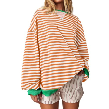 Stylish Fisoew Striped Oversized Sweatshirt for Casual Wear