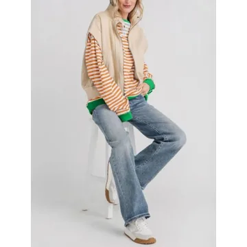 Stylish Fisoew Striped Oversized Sweatshirt for Casual Wear