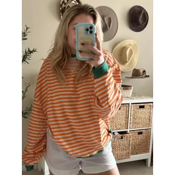 Stylish Fisoew Striped Oversized Sweatshirt for Casual Wear