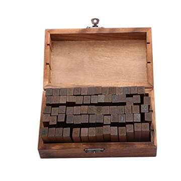 Rubber Stamp Letters Alphabets, Dedoot 70 pcs Alphabet Mini Stamps for Pottery Vintage Wooden Number and Letter Symbol for Clay Crafts, Card Making, Kids Painting