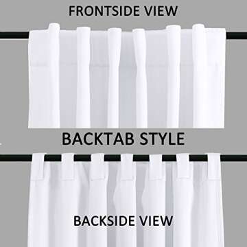 Turquoize White Curtains 84 Inch Long Room Darkening Curtains for Bedroom Thermal Insulated Back Tab Rod Pocket Black Out Curtains for Living Room, 52" W x 84" L, 2 Panels, Pure White