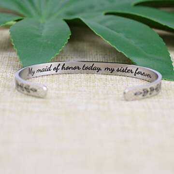 JoycuFF My Maid of Honor Today My Sister Forever Bracelet Wedding Party Gift for Sister