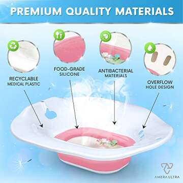 Sitz Bath for Toilet Seat – Perfect for Postpartum Care & Yoni Steam – Designed for Soothing and Relieving Perineal & Hemorrhoid Inflammation – Retractable and Easy to Store (Pink)