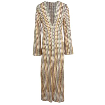 Yimoon Women’s Striped Maxi Dress Long Knit Beach Dresses Loose Fit Sexy Summer Contrast Color Sid...