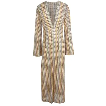 Yimoon Women’s Striped Maxi Dress Long Knit Beach Dresses Loose Fit Sexy Summer Contrast Color Sid...